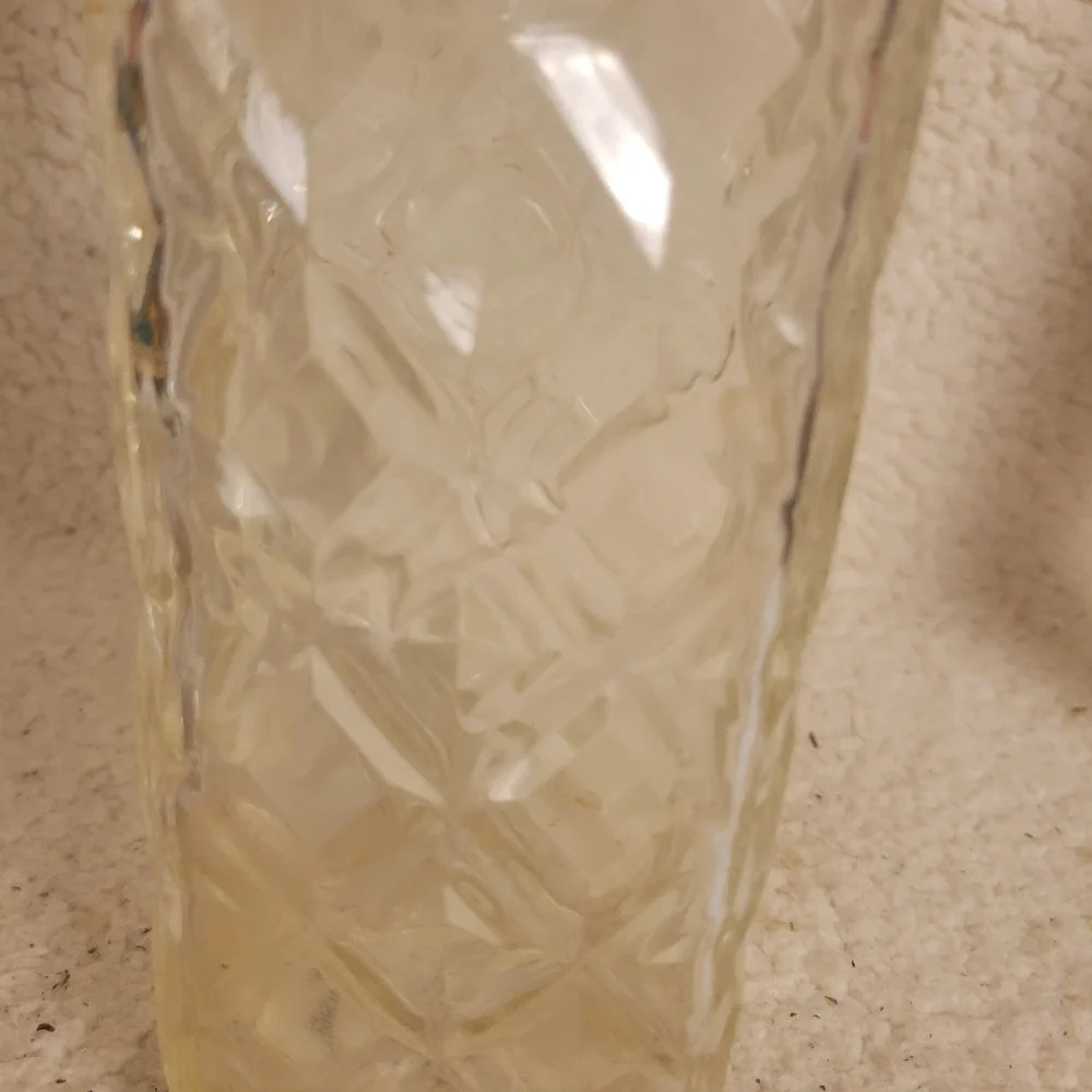 Thatcher Glass Whiskey Decanter 1962 Clear Diamond Cut Glass Vintage 12in Good